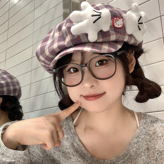 Mũ Beret hoa vải Kitty dễ thương nữ - Kiểu Hàn Quốc, làm khuôn mặt nhỏ, mũ bát giác họa sĩ, dịu dàng dễ phối hợp