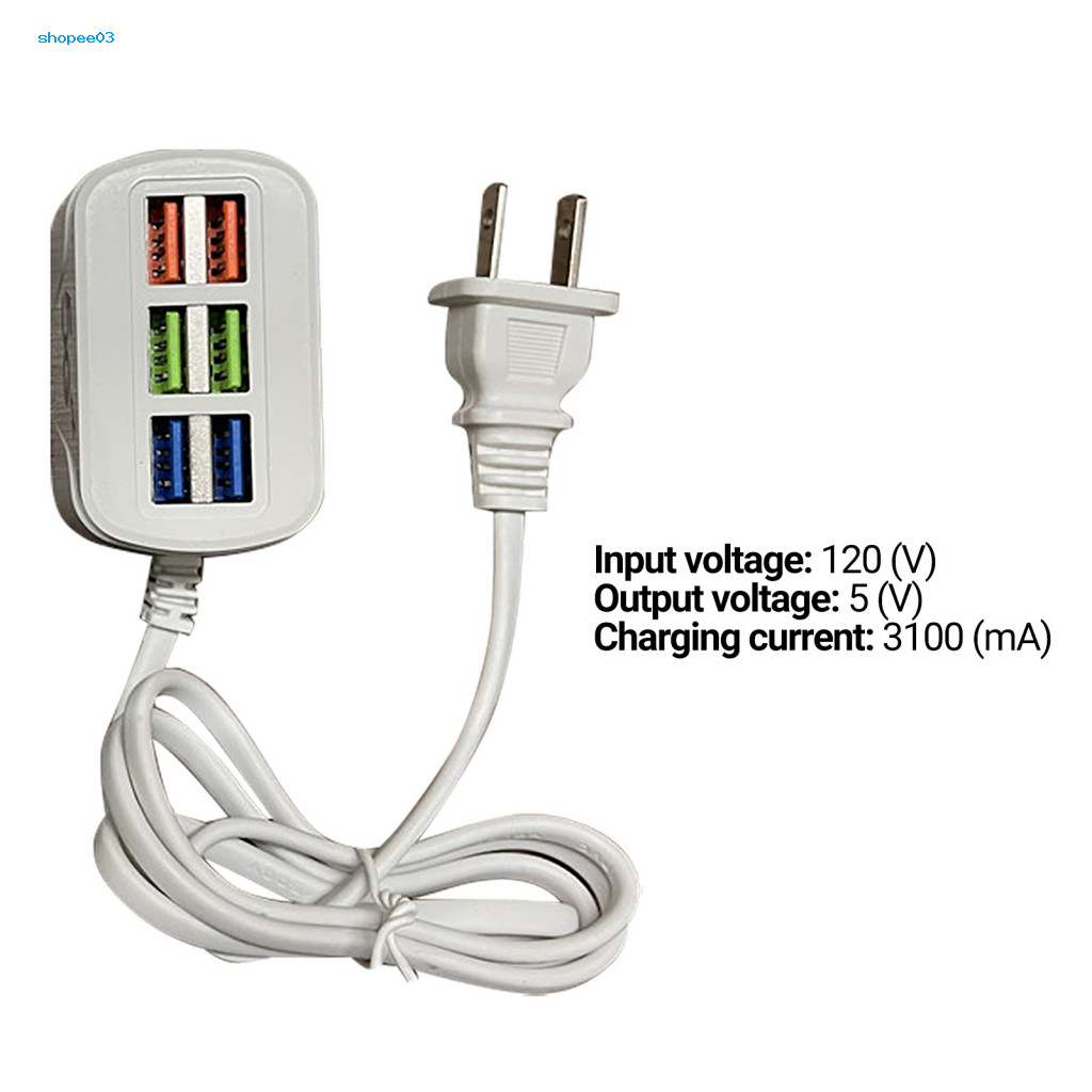 [Ky] Dải nguồn USB Cắm sạc nhanh đa chức năng Chơi 6 cổng USB Mini Ổ cắm mở rộng Bộ chia HUB cho văn phòng