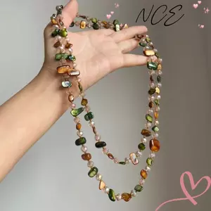 Vòng cổ đá mắt hổ và đính cườm thủy tinh nhân tạo Maillard, phụ kiện thời trang retro dành cho nữ
