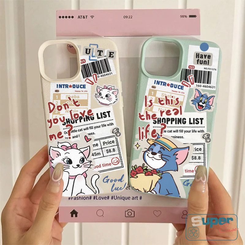 Ốp Lưng Tương Thích Cho IPhone 11 17 13 15 16 14 12 Pro Max 16 13 15 17 12 14 Pro 14 15 16 Plus XR X XS Max Cặp Đôi Thời Trang Mèo Dễ Thương Marie Letter Doodle Bìa Mềm