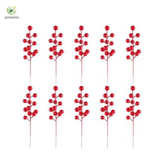 ⭐GROUS⭐Artificial Christmas Pine Branch with Red Berries and Green Stem for Holiday Use