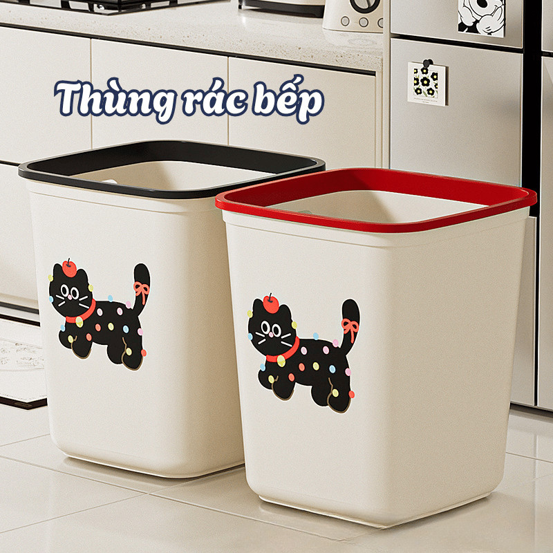 Thùng rác nhựa hình mèo dễ thương có nắp cố định DINO, Thùng đựng rác cho phòng ngủ, phòng làm việc