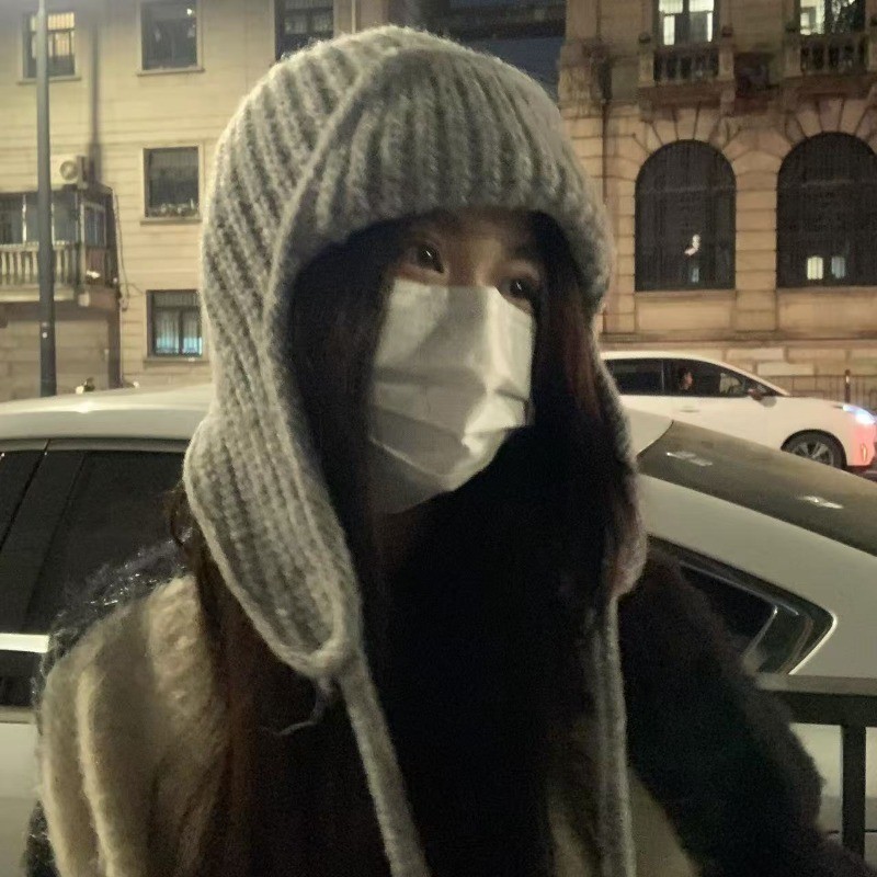 Mũ Beanie Earflap dệt kim Polyester giữ ấm, thiết kế chống gió, phù hợp đi lại mùa đông