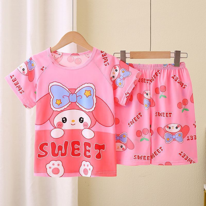 Bộ Đồ Ngủ Trẻ Em Tay Ngắn + Quần Short Bộ Hai Mảnh Mỏng Thân Thiện Với Da Loungewear Trẻ Em Loungewear Ngắn Tay Mỏng Hoạt Hình Vừa Lớn Trẻ Em Bộ Đồ Ngủ Disney ZQ