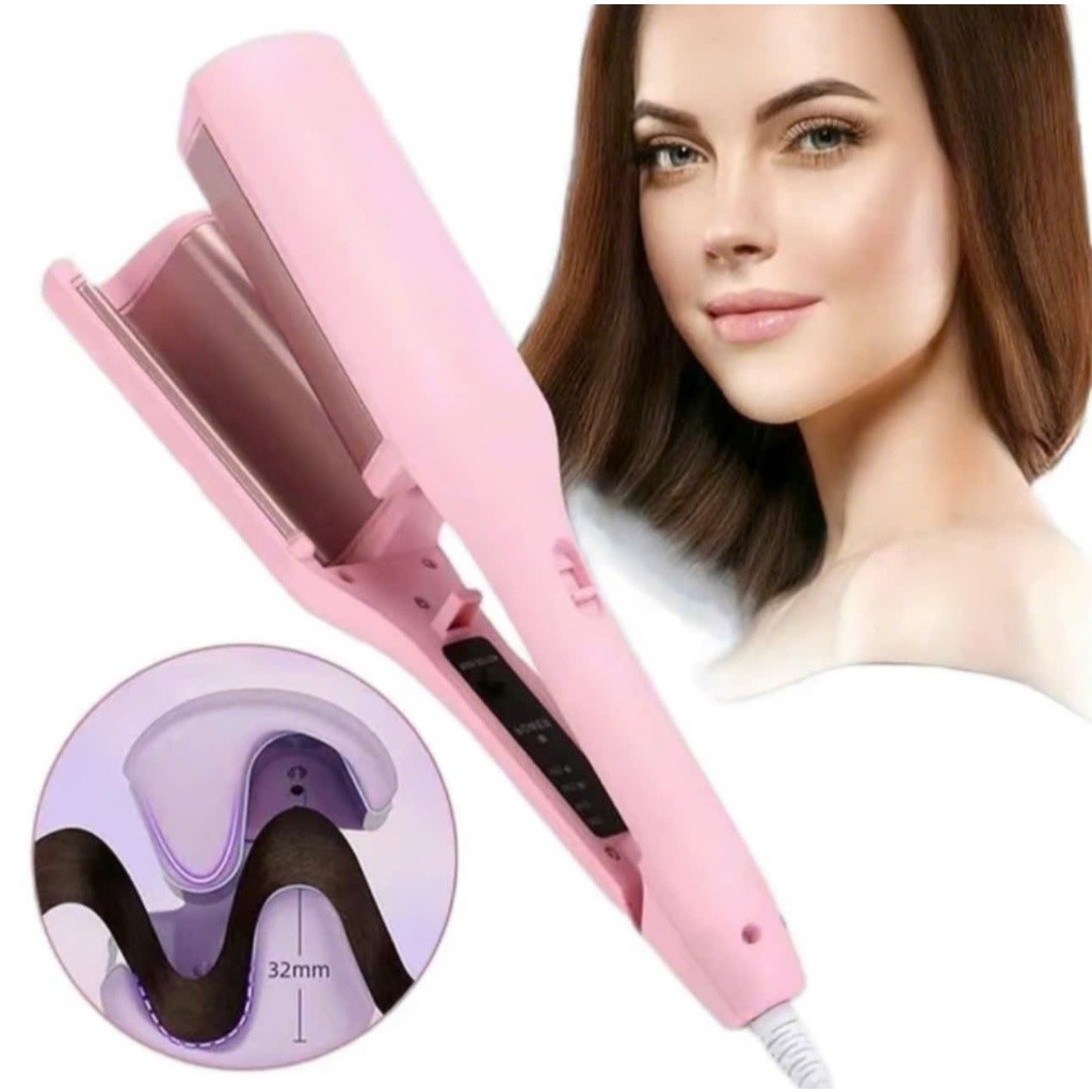 Máy Uốn Tóc Xoăn Sóng Nước Hippie 32mm Chất Liệu Gốm Sứ Ceramic Cao Cấp 2 Trục Máy Làm Xoăn Tóc - U2