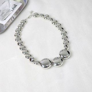Vòng cổ hạt đá cuội tròn ba chiều sang trọng và phóng đại với cá tính mát mẻ và phong cách, dây chuyền xương đòn đa năng