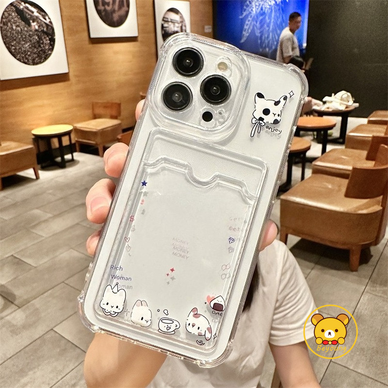 Vỏ đựng thẻ chú chó con dễ thương cho Samsung Galaxy S26 S25 Edge S24 S23 S22 S21 Plus FE + Note 20 Ultra 5G 4G Vỏ điện thoại hình thỏ hoạt hình Cặp đôi Ốp lưng mềm