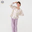 Áo choàng và bộ quần áo ngủ từ cotton nguyên chất: hoa văn cổ tròn, dài tay