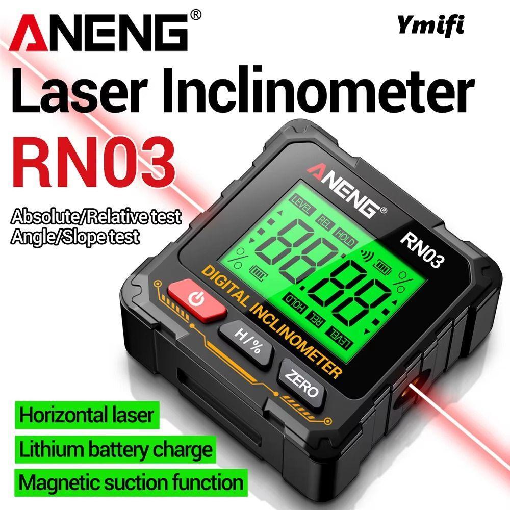Máy đo độ nghiêng kỹ thuật số YMIFI, Máy đo độ nghiêng Laser từ tính đa chức năng, ANENG RN01 / RN02 / RN03 Màn hình LCD Đo 360 độ Máy tìm góc kỹ thuật số có độ chính xác cao Hộ gia đình