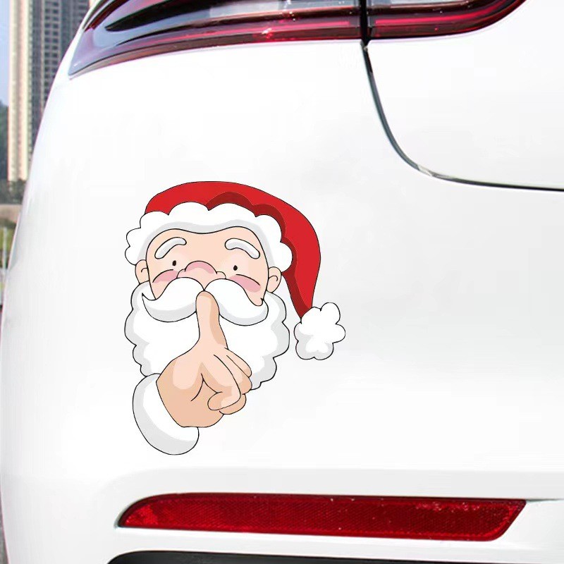 Cửa sổ Giáng sinh Nhãn dán kính trang trí Santa Nai sừng tấm Nhãn dán trang trí xe hơi