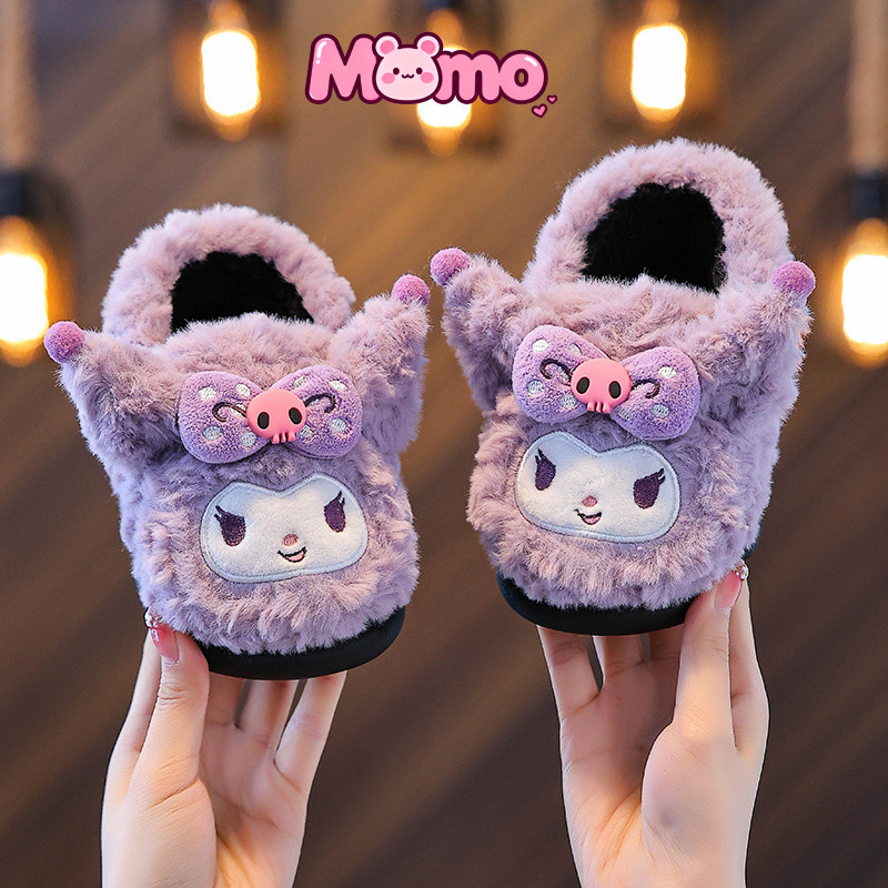 Dép Cotton Sanrio Bé Gái Công Chúa Dễ Thương Cho Bé Nhà Trong Nhà Chống Trơn Trượt Ấm Áp Trẻ Em Lông