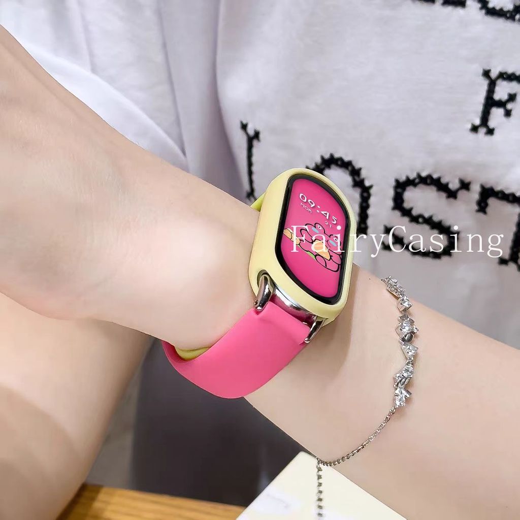 Bộ dây đeo silicon + cho Xiaomi Mi Band 10 9 8 nfc Vòng đeo tay thay thế Mi Band 9 10 Phiên bản gốm sứ