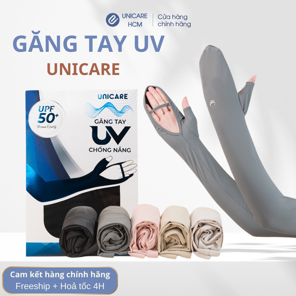 Găng Tay Chống Nắng Unicare UPF50+, co giãn thoáng mát, chất liệu vải lụa cao cấp unisex