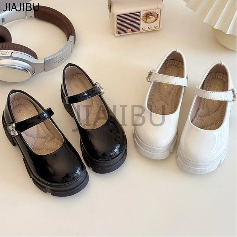 Giày Da Mũi Tròn Đế Dày Chống Trượt Thời Trang Phong Cách Anh Chất Lượng Cao Dành Cho Trẻ Em Giày Công Chúa Cosplay Đế Mềm Chống Va Chạm Phong Cách Lolita Nhật Bản Dễ Thương Màu Đen/trắng Dành Cho Bé Gái Korean Fashion Platform Mary Jane Doll Shoes