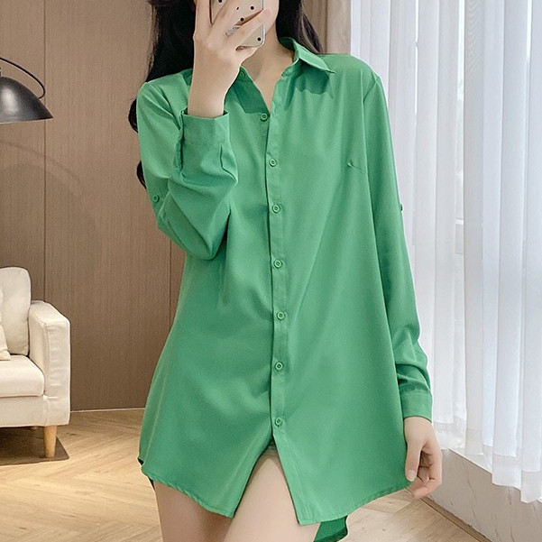 Áo Sơ Mi Tay Dài Họa Tiết Kẻ Sọc Thiết Kế Không Đồng Đều Thời Trang Mùa Thu Mới