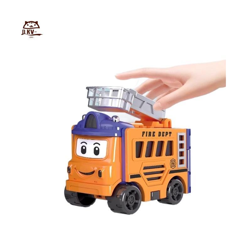 Xe đồ chơi biến hình lật hoạt hình trẻ em - Xe kỹ thuật quán tính cho bé trai