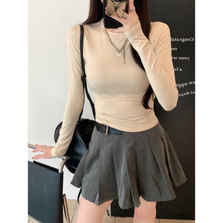 Áo thun dài tay màu trơn MosesQueen Nữ 2025 Hàng đầu mới
