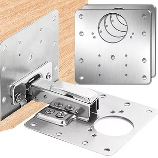 4 / 8 / 12 Bộ tấm sửa chữa bản lề tủ bằng thép không gỉ - Tấm bản lề cửa ngăn kéo Giá đỡ cố định phẳng có vít