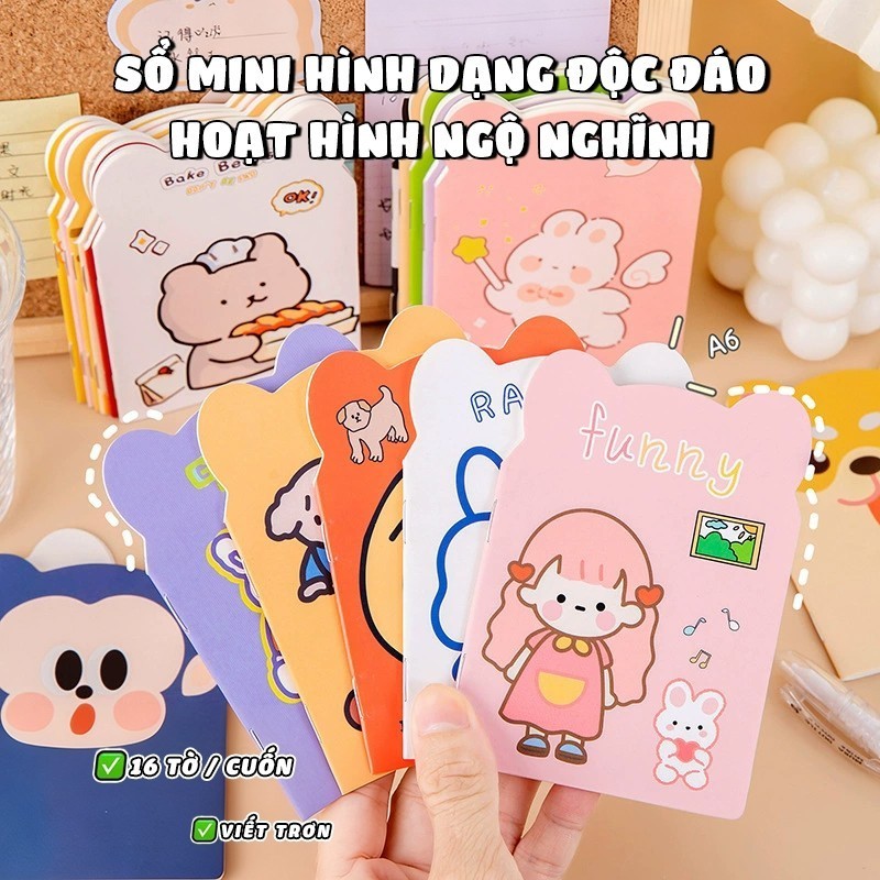 sổ tay combo 20 cuốn mini sổ note, họa tiết dễ thương sinh động, sổ tay kẻ ngang nhỏ gọn, văn phòng phẩm giá sỉ rẻ cho