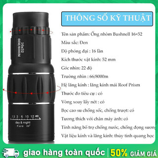 Ống nhòm một mắt 16x52 độ phóng đại cao  - Hình ảnh sắc nét, lựa chọn hàng đầu cho quan sát ngoài trời