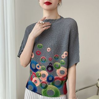 Miyake Áo Thun Ngắn Tay Xếp Ly Cho Nữ, Phù Hợp Mùa Hè, Thiết Kế Đơn Giản Thời Trang