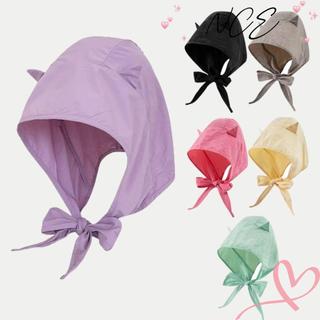 Mũ trùm đầu có dây đeo, thiết kế ngộ nghĩnh màu trơn, polyester nhanh khô, phù hợp chống nắng cho nữ