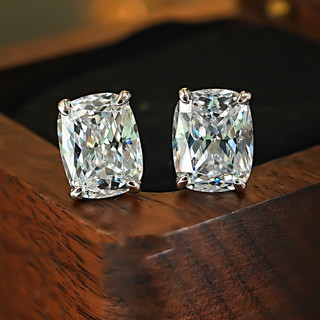 Bông tai trắng zircon 8*10mm phong cách châu Âu - Mỹ, thiết kế đơn giản