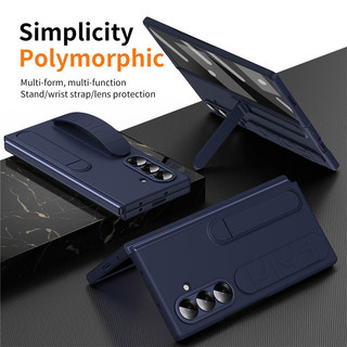 Dây đeo cổ tay có thể gập lại Funda Case cho Samsung Galaxy Z Fold 7 6 4 5 3 5G Vỏ kính phía trước
