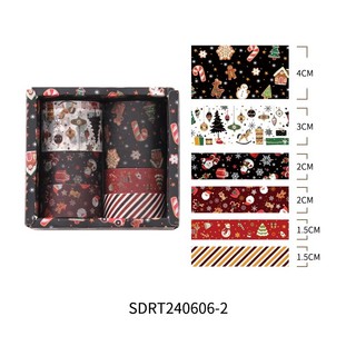 [Khuyến nghị của cửa hàng] 6 cuộn Sáng tạo Giáng sinh vui vẻ Bộ băng ghi chép Washi Phim hoạt hình Chất liệu DIY Băng trang trí 11.7