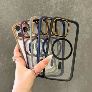Ốp điện thoại di động từ tính tương phản trong suốt sang trọng cho iPhone17 16 Pro Max 15 14 13 12 11 Pro Max Bảo vệ Camera chống sốc Vỏ cứng chống rơi