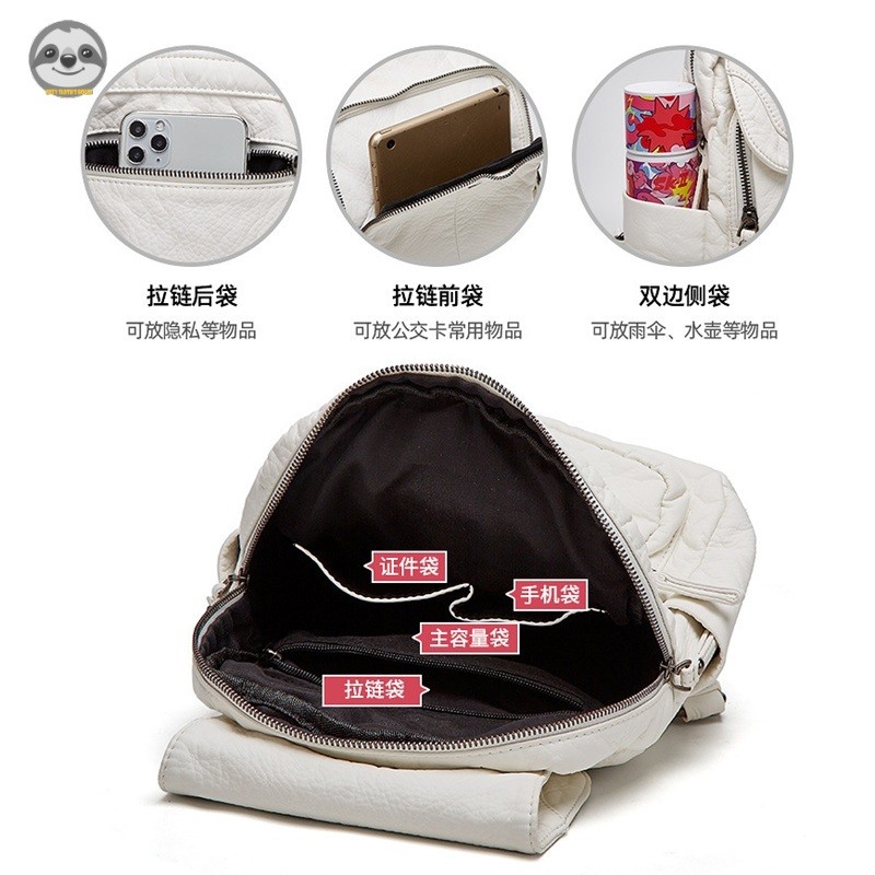 Ba lô da mềm thời trang nữ / Ba lô chống trộm chống thấm nước / Túi đi học du lịch dung tích lớn / Ba lô da chất lượng cao phù hợp thời trang