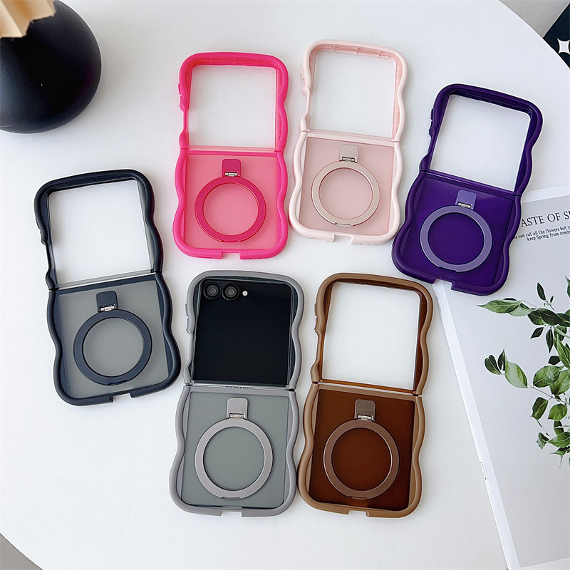 Ốp điện thoại mềm mờ khung sóng từ tính cho Samsung Galaxy Z Flip 7 Z Flip 6 Z Flip 5 Z Flip 4 / 3 Vỏ chống sốc