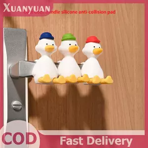 XUAN Gấu Vịt Cửa Không Đục Lỗ Tấm Chống Va Chạm Phòng Tắm Tay Nắm Cửa Silicon Im Lặng Tấm Bảo Vệ Tay Cầm Cửa Vỏ Bảo Vệ VN