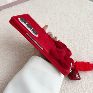 Ốp Điện Thoại Cho Samsung Galaxy Z Fold7 Fold 7 6 5 4 3 5G Lông Thú Teddy Hình Gấu Nơ Trái Tim Mặt Dây Chuyền Có Dây Buộc