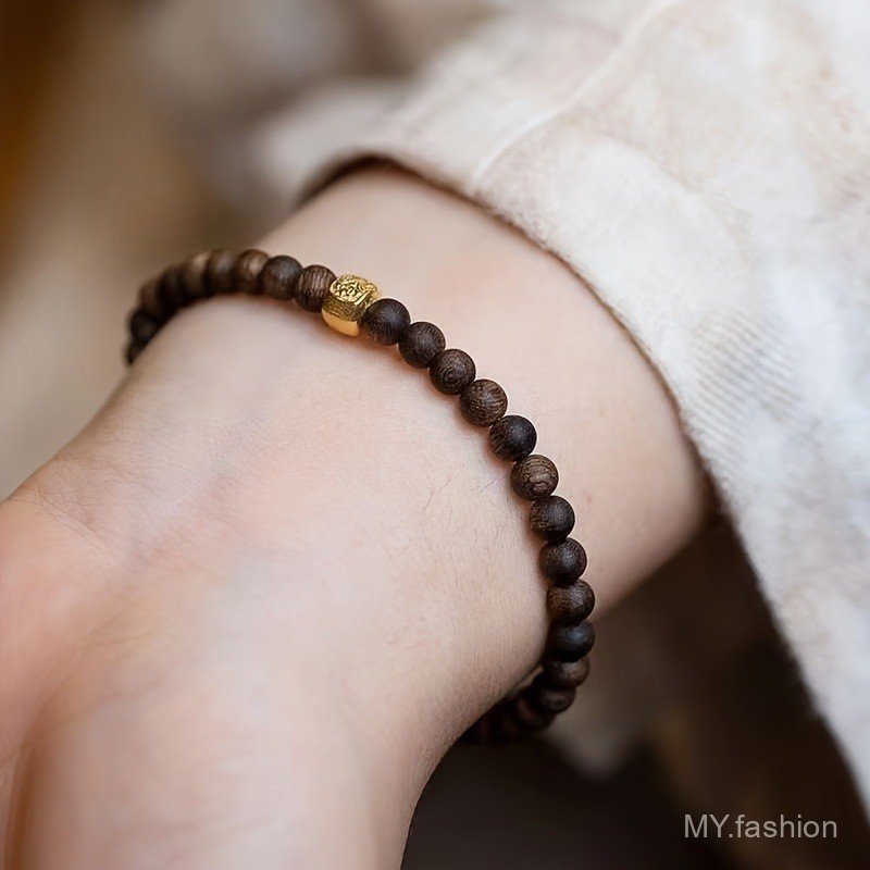 Vòng tay hạt trầm hương giả phong cách Bohemian cổ điển, phù hợp dùng hàng ngày