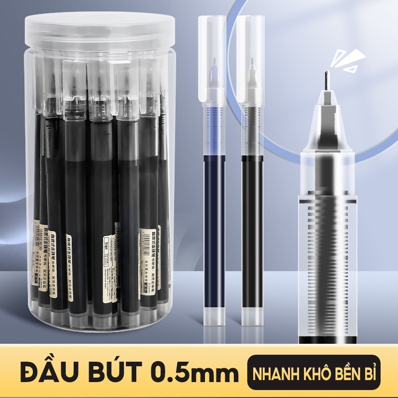 Set 20 Bút Bi Nước Mực Gel Màu Xanh Đen Đỏ – Ngòi 0.5mm Viết Chữ Đẹp Nhanh Khô, Cầm Viết Êm Tay