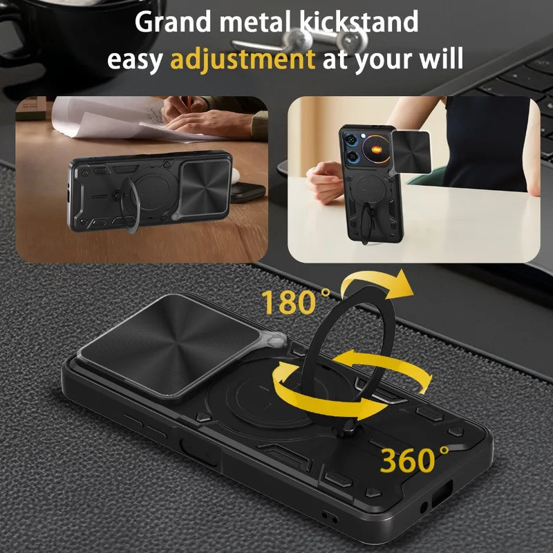 Dành Cho ZTE Nubia Âm Nhạc 4G Vỏ Giáp Trượt Camera Vòng Đứng Bảo Vệ Vỏ Điện Thoại Capa Cho Nubia Âm Nhạc 4G Funda