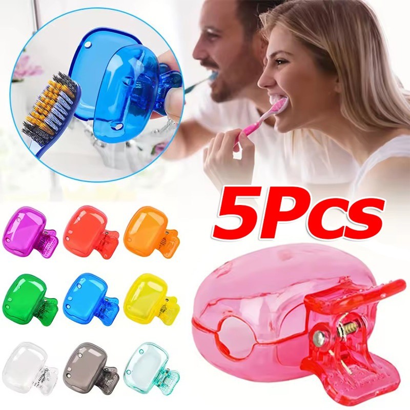 5 / 10 / 15 Cái Hộp đựng đầu bàn chải đánh răng bằng nhựa di động / Vỏ bàn chải đánh răng du lịch để cắm trại & sử dụng hàng ngày