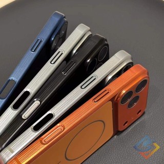 Ốp điện thoại từ tính mặt sau kim loại AG cao cấp cho IPhone 17 Pro Max 16 15 14 13 Pro Max Vỏ Acrylic chải cạnh mềm bảo vệ camera Vỏ chống sốc