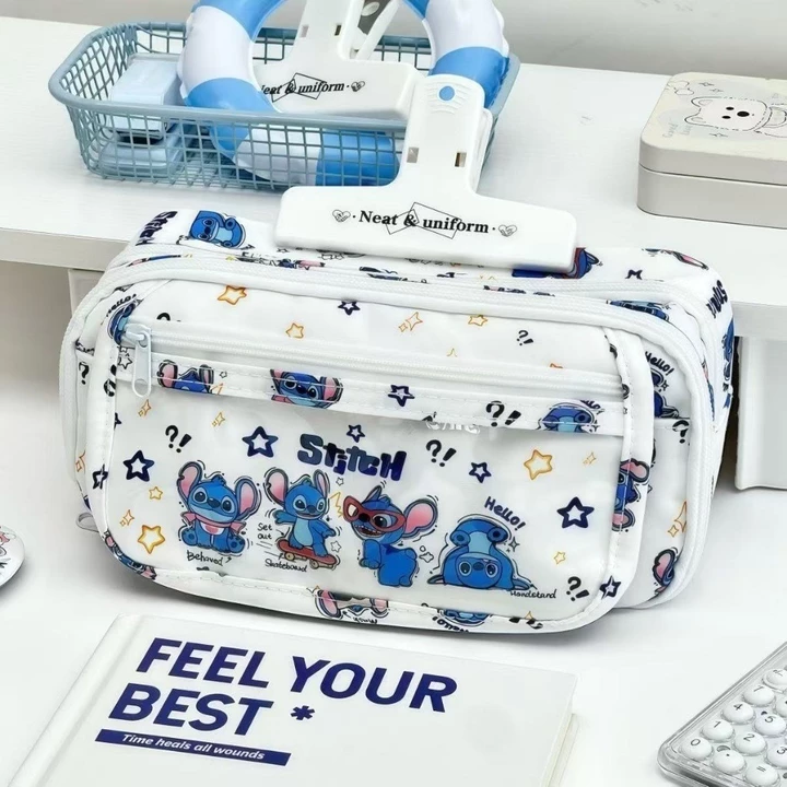 Hộp đựng bút dung tích lớn Hộp đựng bút chì Stitch dễ thương Hộp đựng văn phòng phẩm Túi đựng mỹ phẩm Văn phòng phẩm Quà tặng Giải thưởng Đồ dùng học sinh Đồ dùng văn phòng