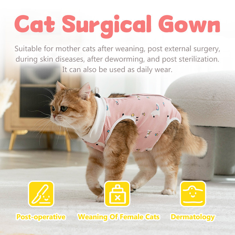 HamshMoc Cat Phẫu Thuật Phù Hợp Với Phục Hồi Cho Sau Spay Bảo Vệ Vết Thương Cổ E Thay Thế Bài Phẫu Thuật Quần Áo Mèo