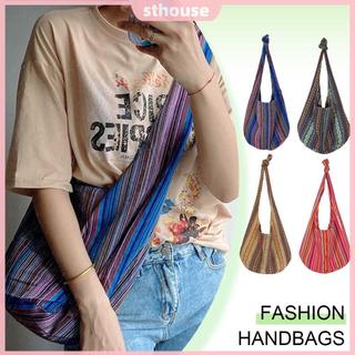 Túi Đeo Vai Sọc Vải Nữ Dân Tộc Boho Túi Đeo Ngang Ví Hippie Túi Đi Làm Mua Sắm Du Lịch [sthouse.vn]