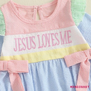 MG-Baby Girl Áo liền quần sọc mùa thu Áo liền quần thêu chữ cổ tròn