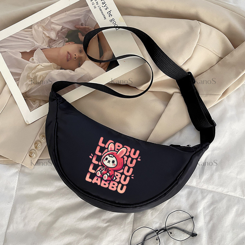 Kanos _ shop | Túi đeo chéo in Labbu - Túi đeo nửa mặt trăng thời trang cho túi đeo vai thông thường, hàng ngày có dây kéo dành cho thể thao ngoài trời, du lịch, đi bộ đường dài & cắm trại