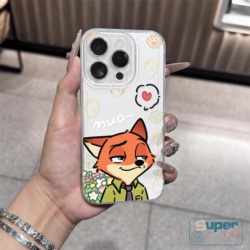 Ốp Lưng Cho Redmi 13C 9C 9A 10C A3 14C 12C A1 10 A2 9C NFC 9T 10A Note 14 12 9 8 11s 10 13 10S Pro Mi 11 Cặp Đôi Hoạt Hình Dễ Thương Zootopia Fox Thỏ Trong Suốt