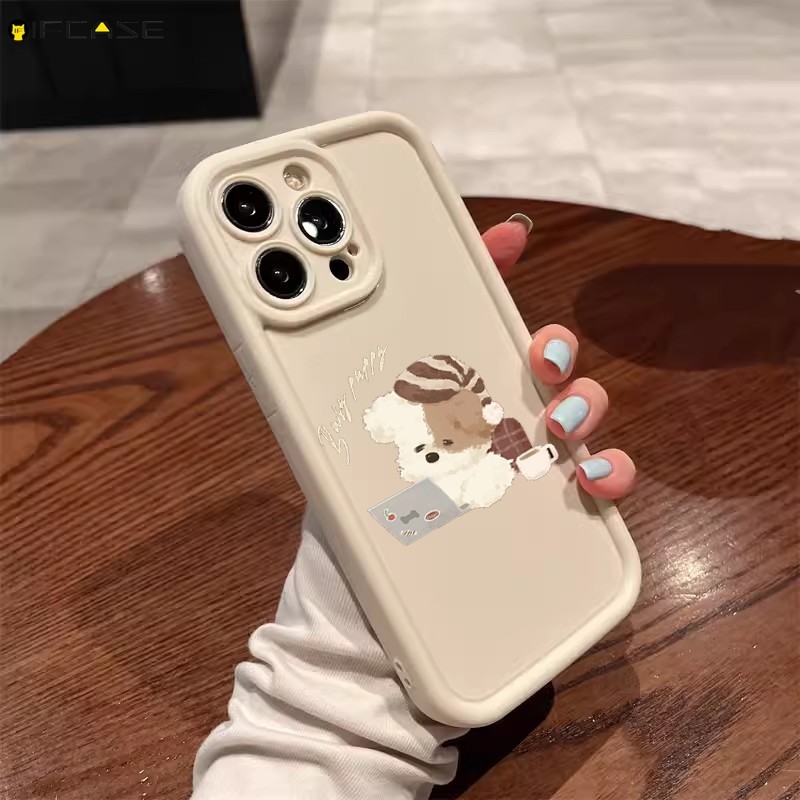 Dành Cho iPhone 14 Plus 13 12 Pro Max 13 12 Mini XS Max X XR 8 7 6 6S Plus SE 2020 Ốp Điện Thoại Mũ Dễ Thương Bận Rộn Làm Việc Chó Con Hoạt Hình Mờ Dày Chống Sốc Vỏ Mềm