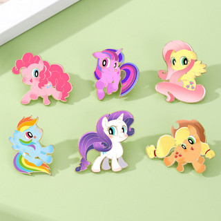 6 Cái / bộ My Little Pony Trâm Cài Huy Hiệu Kim Loại Dễ Thương Học Sinh Túi Chống chói Khóa Trang Trí Pin