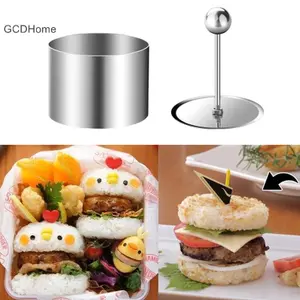 GCDHome Mới Khuôn Cơm Tròn Có Đẩy Thép Không Gỉ Món Tráng Miệng Mousse Bánh Vòng Dễ Dàng Demoulding Sushi Làm Khuôn Dụng Cụ Nhà Bếp HOT