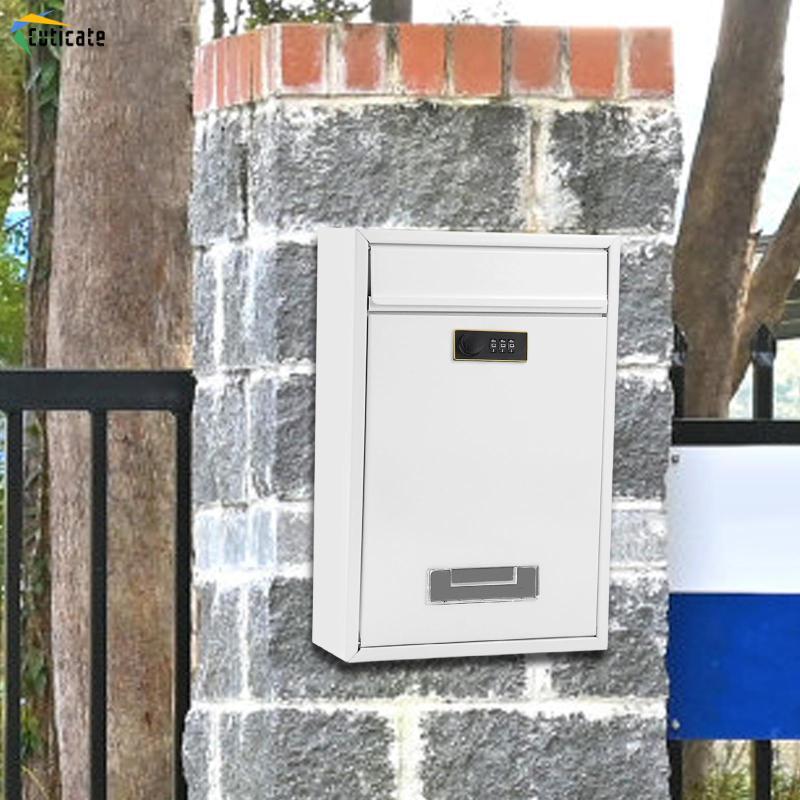 Hộp thư có khóa không cần chìa khóa Hộp giao hàng sắt gắn tường chắc chắn cho biệt thự Garden Cài đặt nhanh Đa chức năng 22x8.5x32cm