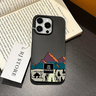 Ốp điện thoại mềm nửa gói sơn đơn giản Road Alpine Thích hợp cho iPhone 17promax 17pro 16promax 15 Chống sốc 14pro 13 12promax 11pro 11 Vỏ điện thoại chống sốc